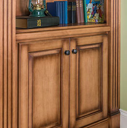 close up image of brown stained modern custom cabinetry